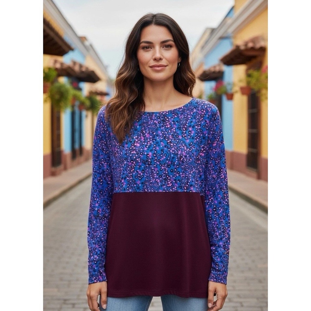 New Lilly Pulitzer Finn Top Purple Shirt Growl And Prowl Size XXL Plus 2XL